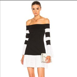 ALEXIS black and white ruffle dress